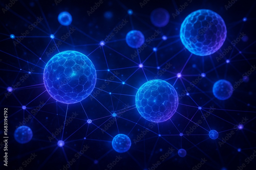 Obraz premium Fractal Network Spheres