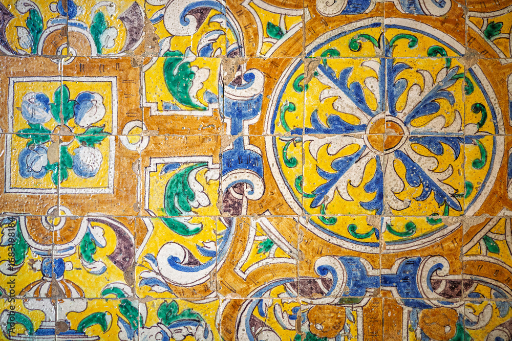 Fototapeta premium Geometric tilework in the Vaulted Hall of Royal Alcazar, Seville