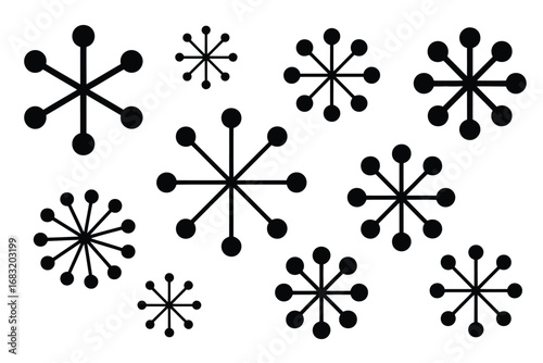 Mid-Century Starburst Icons – Retro Vector Set for Vintage Design and Decorative Projects