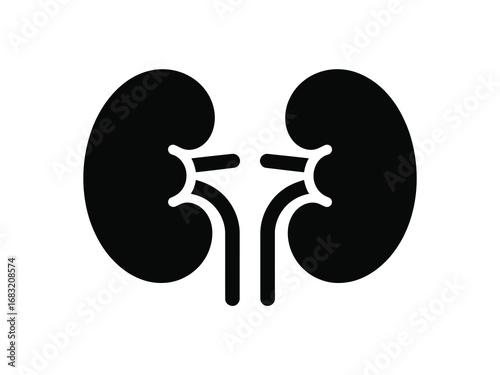 Black Silhouette Illustration of Human Kidneys for Medical and Educational Use