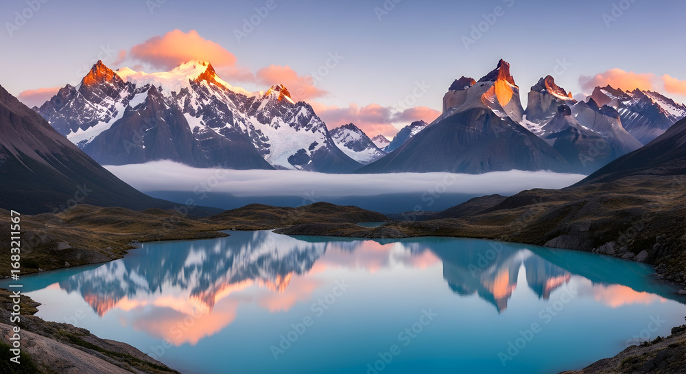 Obraz premium Torres del Paine Peaks Reflected