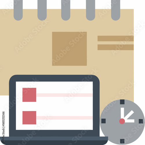 Icon of a laptop computer in a modern workspace setup