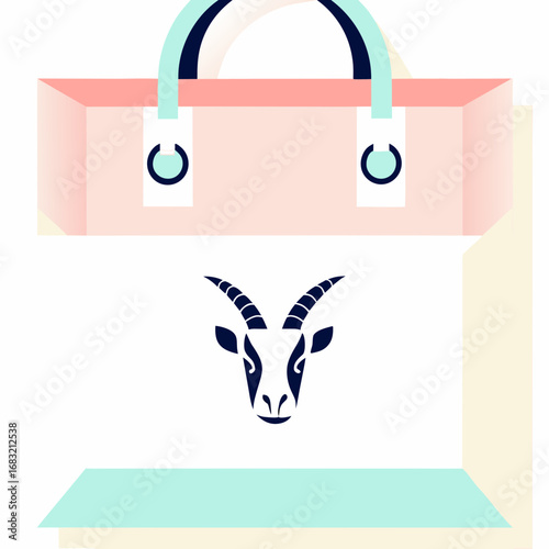 Minimalist shopping bag icon with curved handle and gradient fill