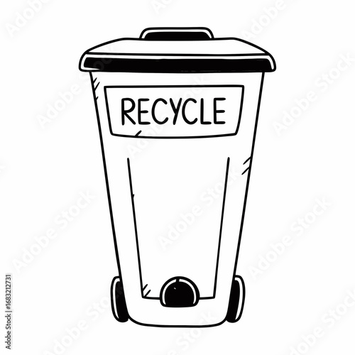 Recycle bin icon on a white background for waste management