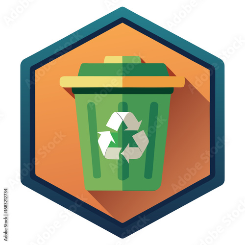 Recycle bin icon on white for environmental awareness