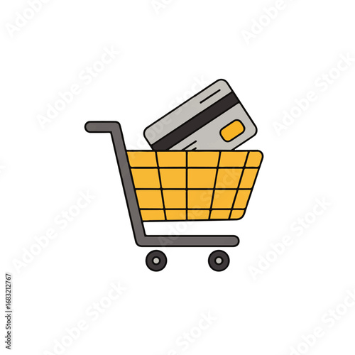 Shopping Cart with Credit Card: Digital Commerce and Online Purchasing