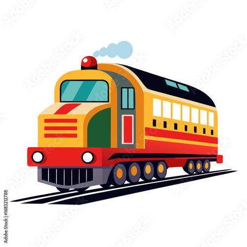Colorful running train on an isolated background showcasing design