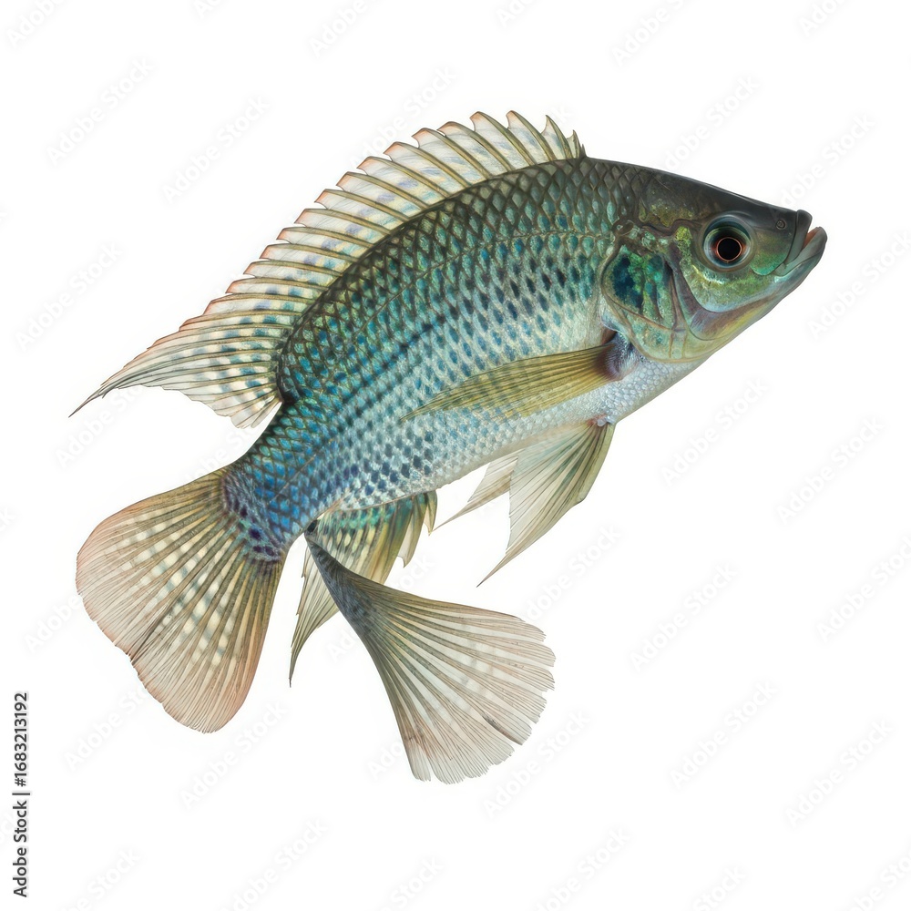 Fototapeta premium Vibrant freshwater fish isolated on clean white background