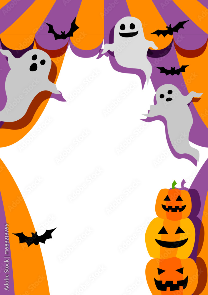 Obraz premium ハロウィンの壁紙背景素材 お化けとカボチャとテント