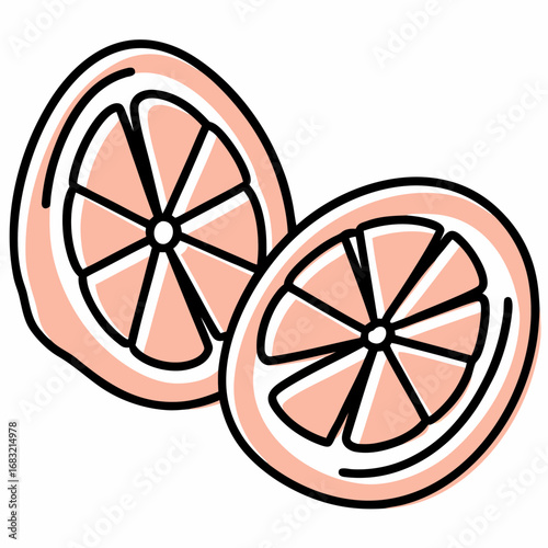 Fresh lemon sliced in half for culinary use on white background