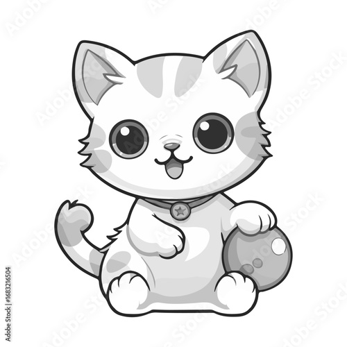 black and white cute cat vector design 