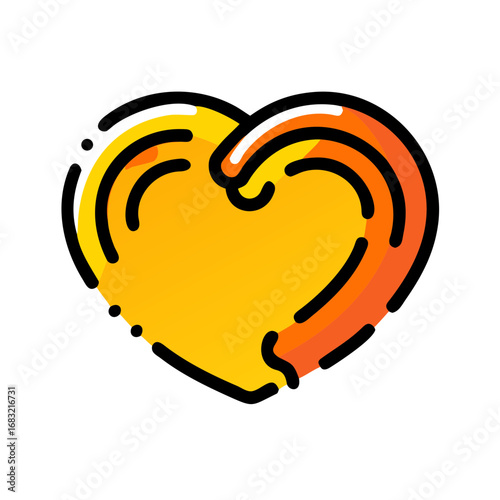 Heart design featuring vibrant rainbow colors and a playful shape