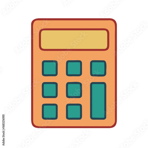 Colorful calculator on a clean background ready for calculations
