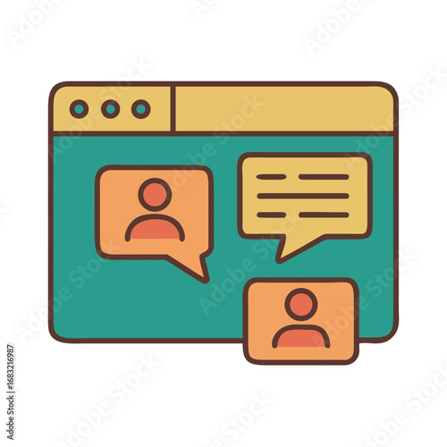 Chat window shows messages from two users in conversation