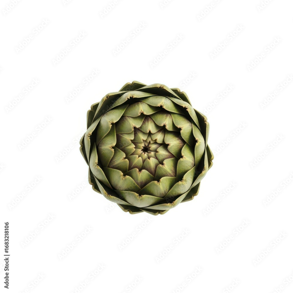 Fototapeta premium Fresh Artichoke Top View Isolated White Background