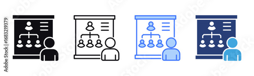 Organization Chart icon sheet multiple style collection