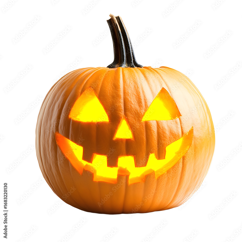 Fototapeta premium Spooky Glowing Jack-o-Lantern Pumpkin for Halloween Decoration