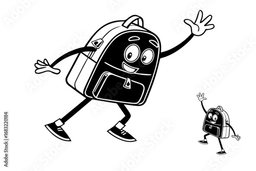 anthropomorphic bag, back to school concept silhouette