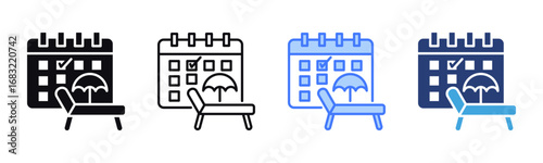 Vacation icon sheet multiple style collection