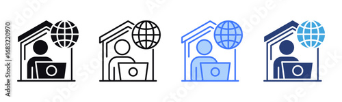 Remote Work icon sheet multiple style collection