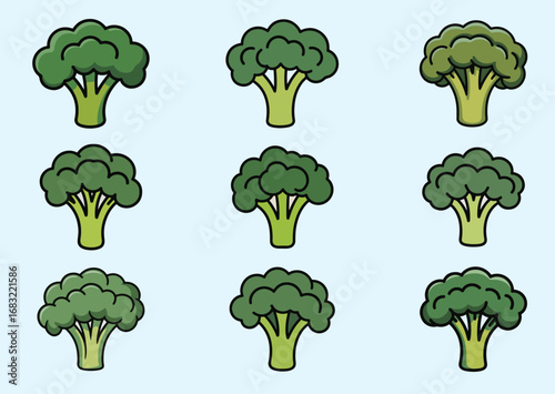 Doodle broccoli icon, Doodle broccoli vector