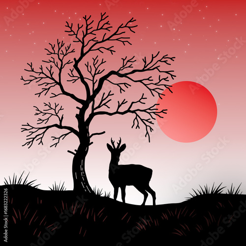 Abendstimmung mit Rehbock