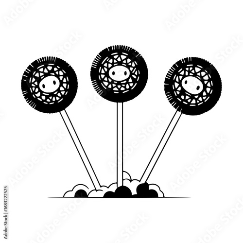 Lollipop Candy Pops Vector Illustration – High quality art suitable for use in children's food package designs, candy brand logos, posters, merchandise, advertising, food blogs, and print graphics.