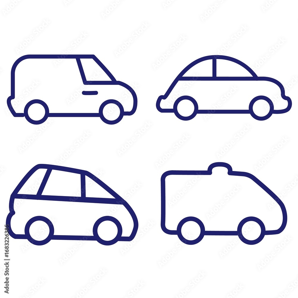 Naklejka premium Linear car icon. Universal car icon to use in web and mobile UI, car basic UI elements. Line with editable stroke. Eps 10. Vector illustration.