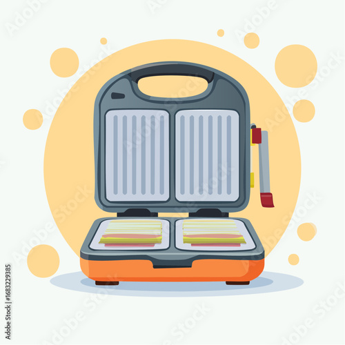 Einfacher Sandwichmaker als Vektorgrafik, minimalistisch, Symbol für Küche, Snack und Alltag