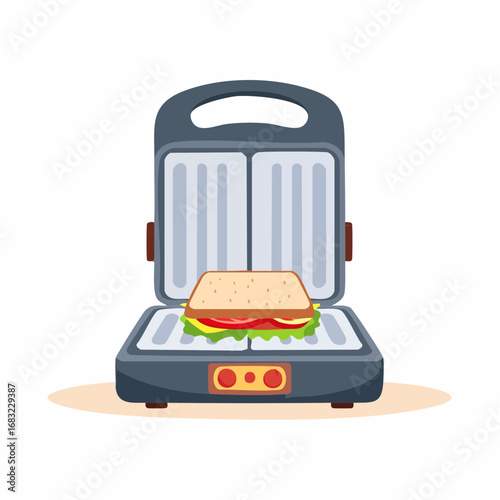 Einfacher Sandwichmaker als Vektorgrafik, minimalistisch, Symbol für Küche, Snack und Alltag