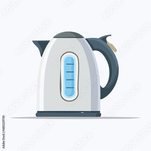 Minimalistischer Wasserkocher als Vektorgrafik, klar und einfach, Symbol für Küche, Heißgetränke und Haushalt.