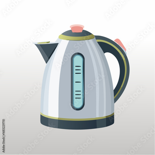 Minimalistischer Wasserkocher als Vektorgrafik, klar und einfach, Symbol für Küche, Heißgetränke und Haushalt.