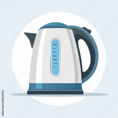 Minimalistischer Wasserkocher als Vektorgrafik, klar und einfach, Symbol für Küche, Heißgetränke und Haushalt.
