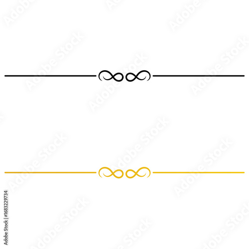 Elegant infinity line divider in black and gold – A timeless handmade design ideal for wedding cards, luxury packaging, and formal layouts.
