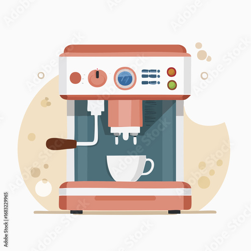 Einfache Kaffeemaschine als Vektorgrafik, minimalistisch und modern, Symbol für Küche, Kaffee und Genuss.
