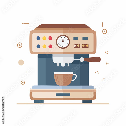 Einfache Kaffeemaschine als Vektorgrafik, minimalistisch und modern, Symbol für Küche, Kaffee und Genuss.