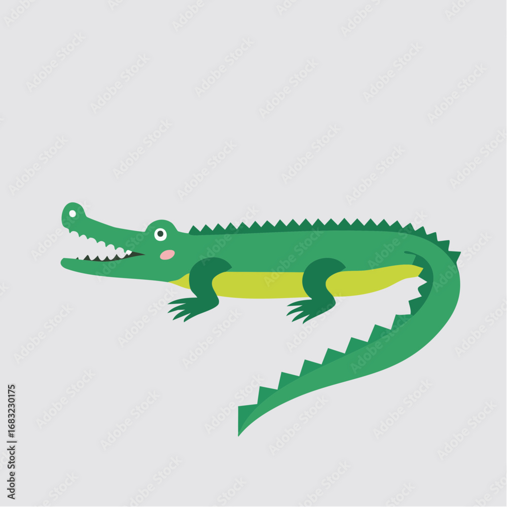 Fototapeta premium Minimalistisches Krokodil als Vektorgrafik, Symbol für Wildnis, Gefahr und Natur.