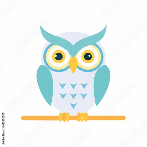 Minimalistische Eule als Vektorgrafik, Symbol für Weisheit, Nacht und Wissen.