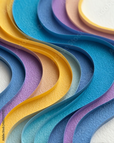 Colorful Abstract Paper Artwork for Creative Design Projects – Vibrant Multicolored Paper Waves Creating a Stunning Abstract Background