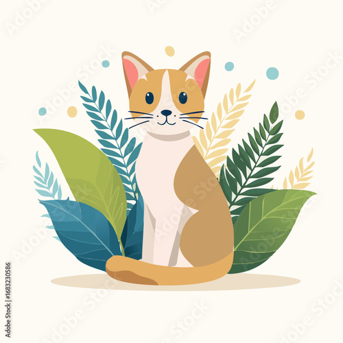 Minimalistische Katze als Vektorgrafik, Symbol für Haustiere, Eleganz und Gemütlichkeit.