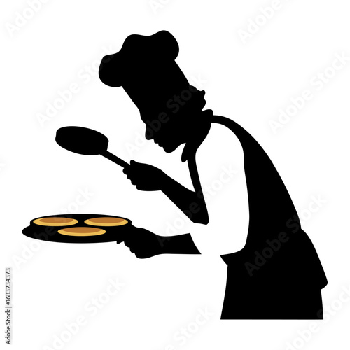 Whimsical pancake chef in candyland kitchen with gingerbread hat, lollipop spatula, sprinkles, and surreal sweet fantasy