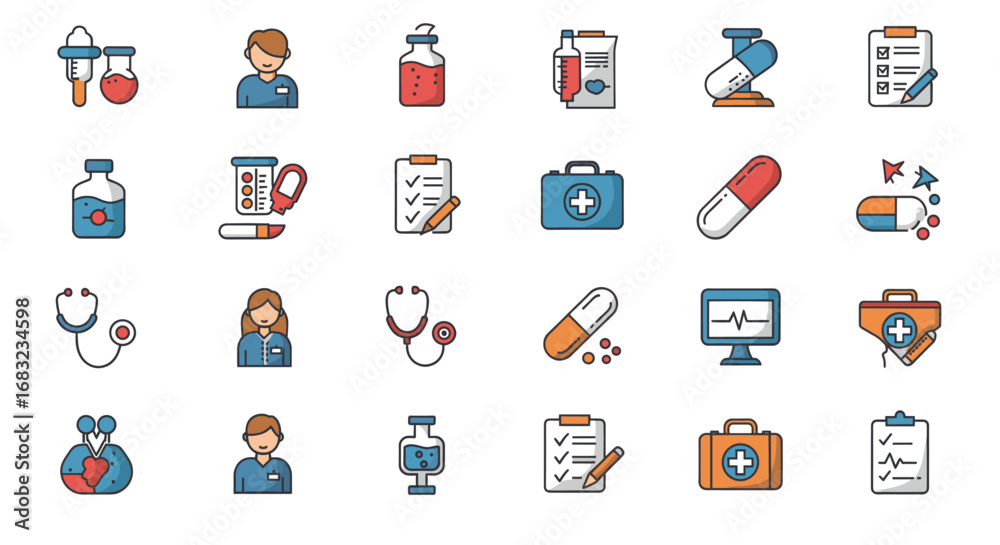 Fototapeta premium Medical and Healthcare Icons Set