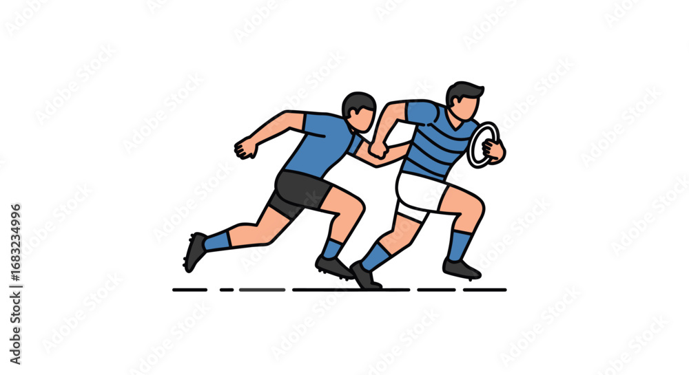 Fototapeta premium Rugby Player Sprinting with Ball