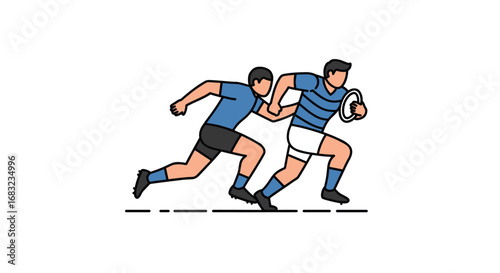 Rugby Player Sprinting with Ball