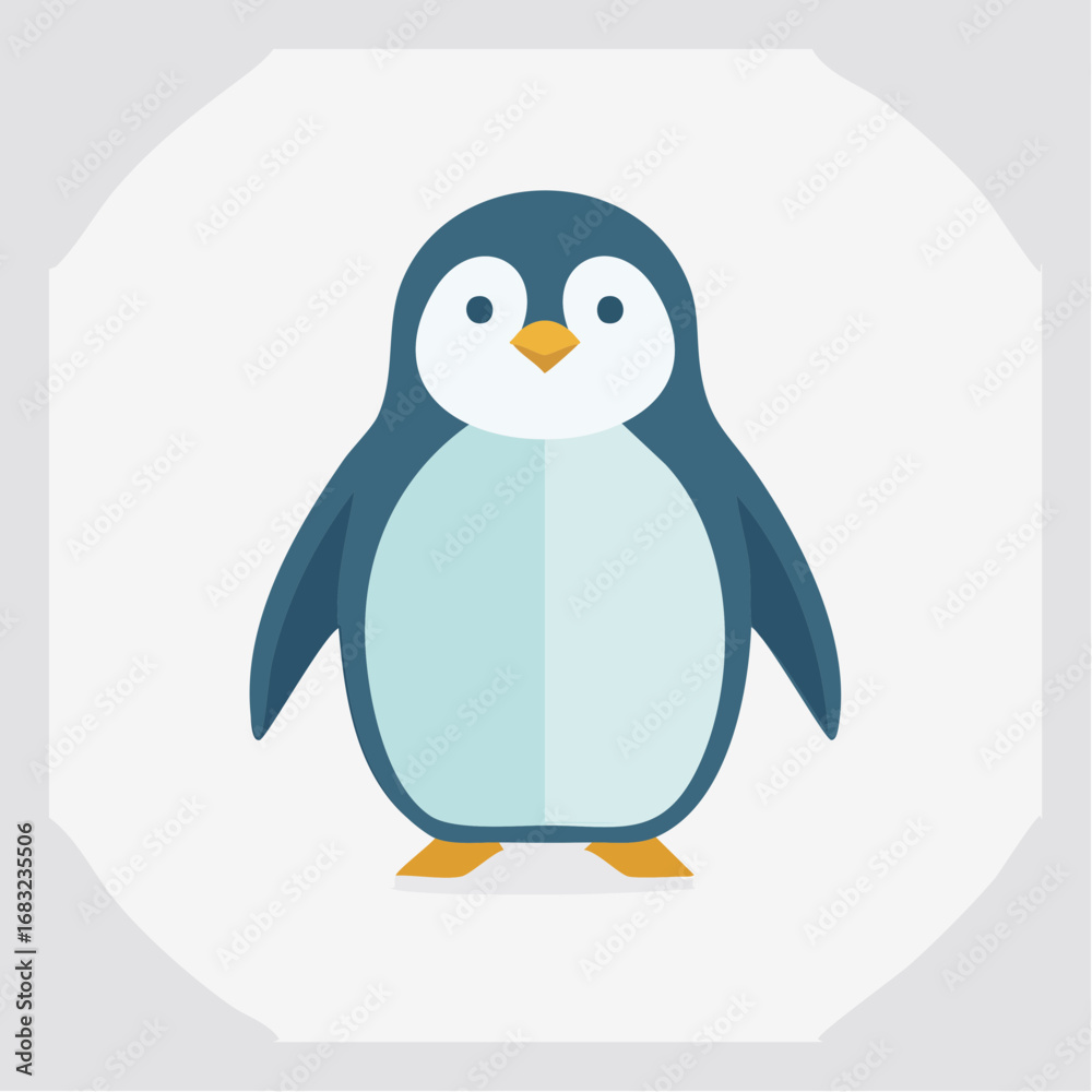 Naklejka premium Minimalistischer Pinguin als Vektorgrafik, Symbol für Kälte, Gemeinschaft und Natur.