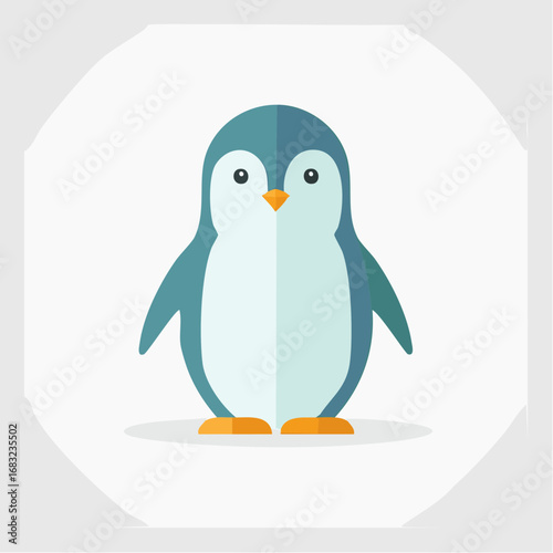 Minimalistischer Pinguin als Vektorgrafik, Symbol für Kälte, Gemeinschaft und Natur.
