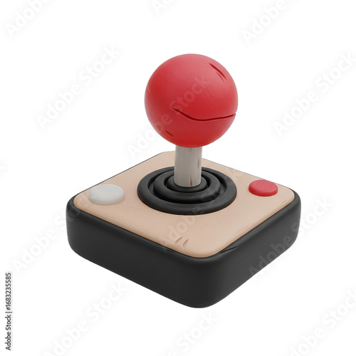 3d icon of Arcade joystick in clay style isolated 