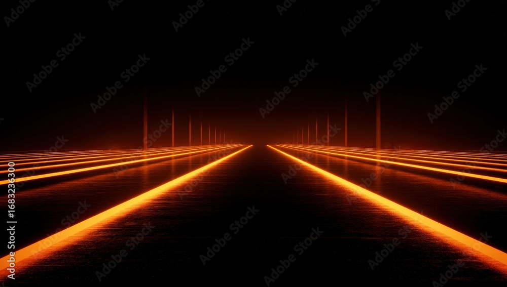 Obraz premium A futuristic, glowing orange road