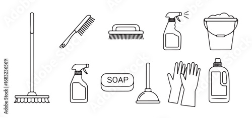 10 House Cleaning Icons Bundle | Professional Cleaning Icon Set, Editable Vector Symbols
