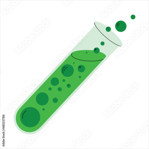 Test Tube Filled with Bubbling Green Liquid on White Background laboratory science